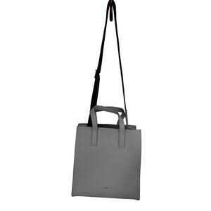 MLOUYE Gray Handbag Leather Inner Pockets Top Handle Strap Crossbody Bag RARE